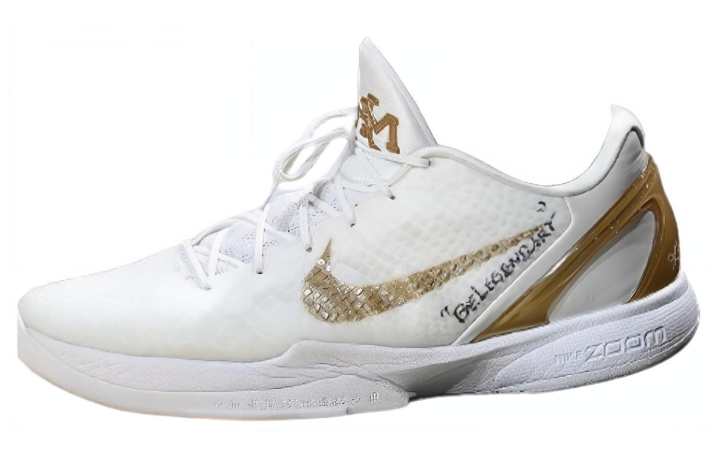 Nike Nike Zoom Kobe 6 Protro 'BHM' Abrasion Resistant Low top Basketball Shoes Men's White Gold