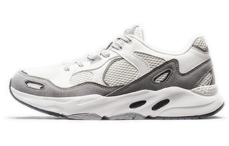XTEP Cushioning Slip Resistant Abrasion Resistant Low top Chunky Sneakers Men's White Gray