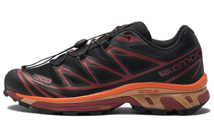 SALOMON Cushioning Slip Resistant Abrasion Resistant Low top Hiking Shoes Unisex Black Red