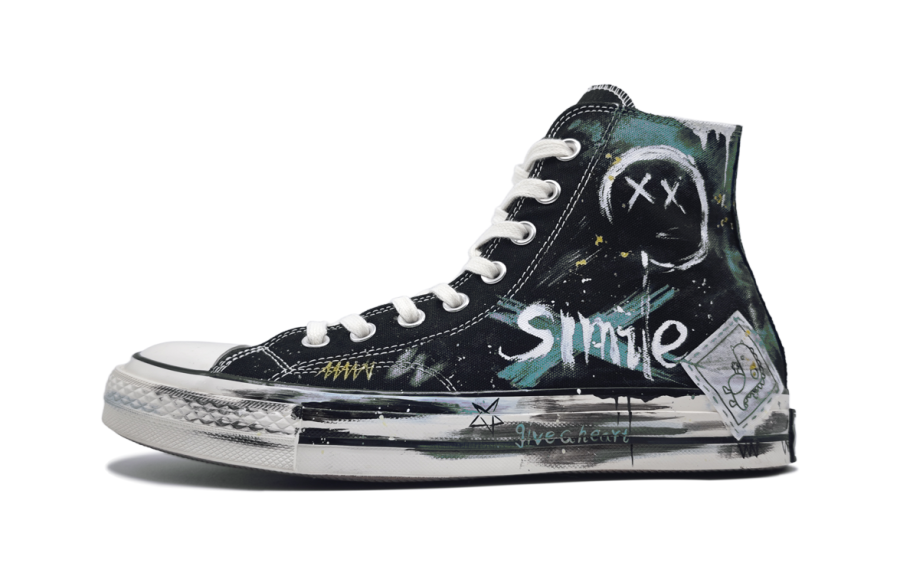 Converse Chuck 70 Graffiti Era Green Abrasion Resistant Breathable High top Canvas Shoes Unisex Black Green