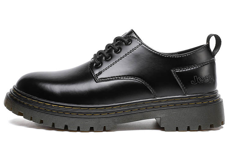 Jeep Casual Leather Shoes Men's Low Top Black