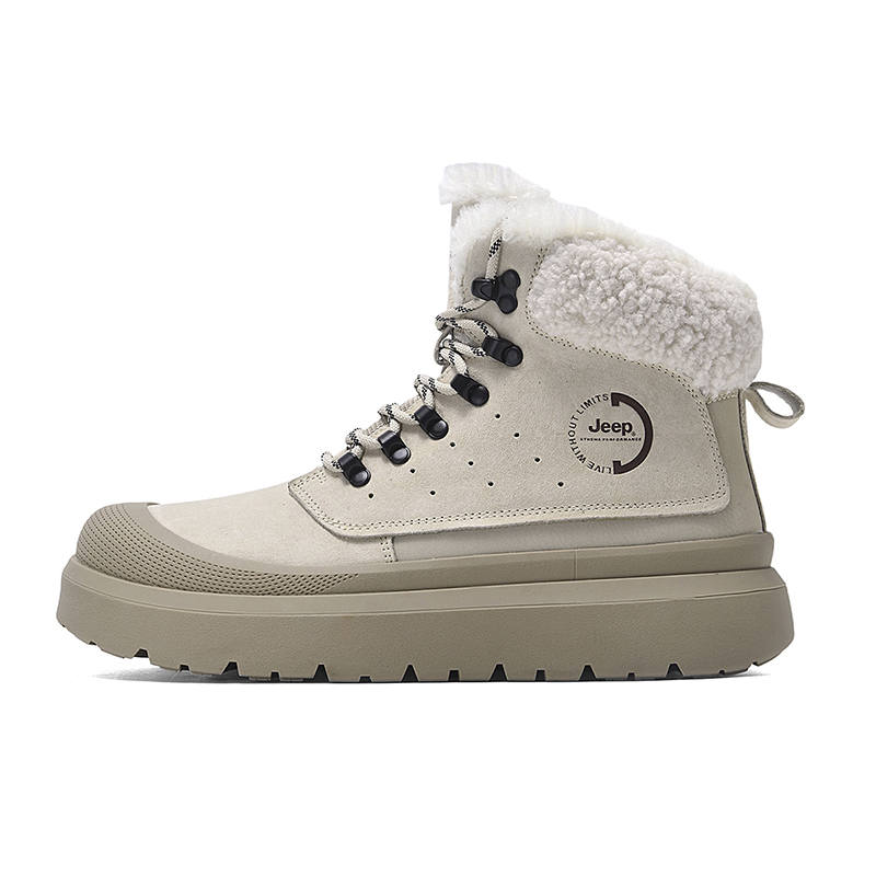 Jeep Top Grain Pig Leather Short Snow Boots Unisex