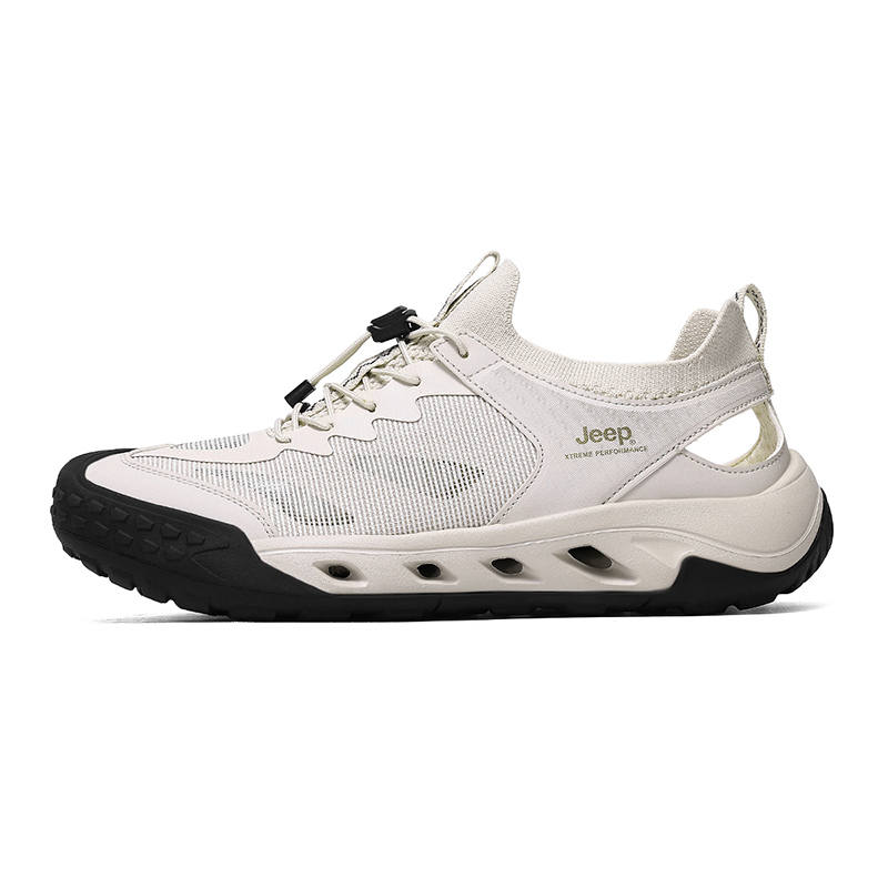 Jeep Fabric Lightweight Rebound Abrasion Resistant Balance Breathable Anti Collision River Trekking Shoes Men's Beige