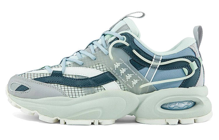 Kappa Textile, Synthetic Leather, TPU Cushioning Low top Chunky Sneakers Unisex Blue Gray