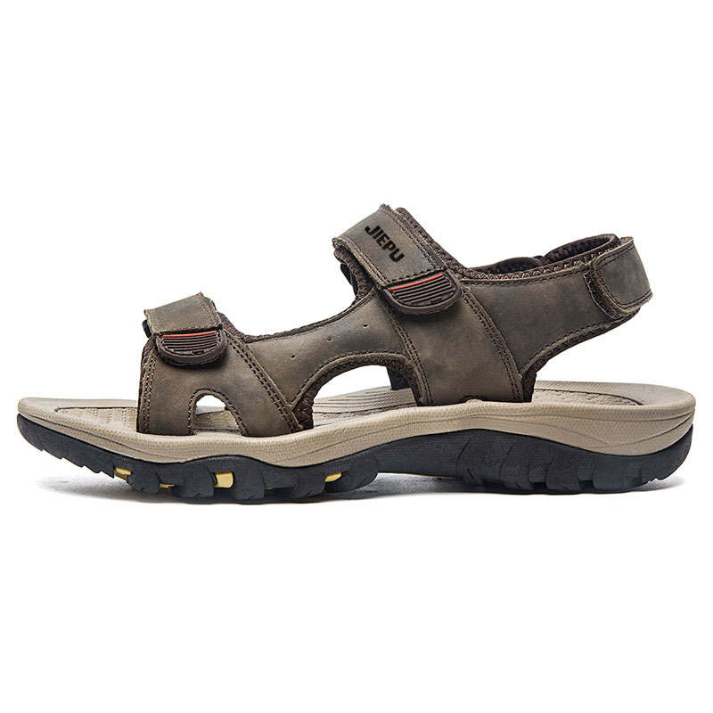 JIEPU Beach Sandals Unisex Light Brown/Dark Brown/Black