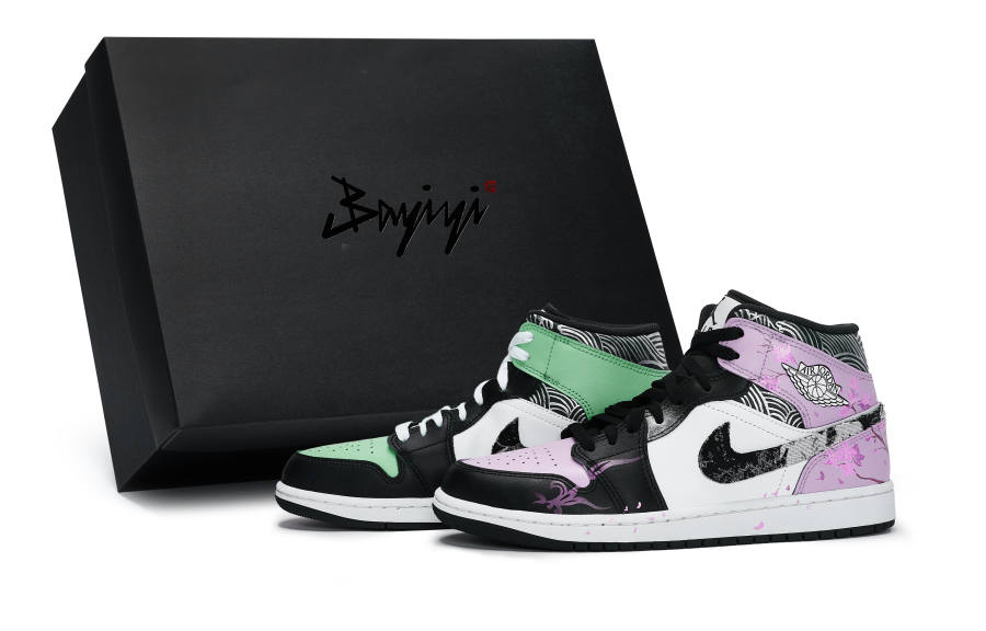 Jordan Jordan Air Jordan 1 811 Manufacturing, Peach Blossom And Willow Melody Purple Green, Special Shoe Box Mid top