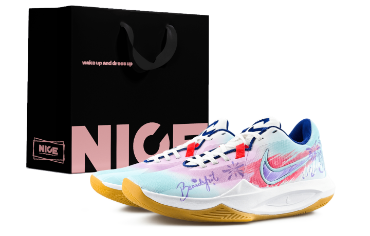 Nike Nike Precision 6 Abrasion Resistant Low top Basketball Shoes Unisex Blue Pink