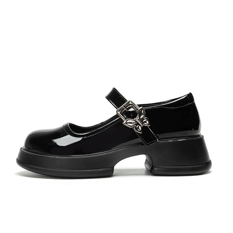 Warrior Chunky Heel Mary Jane Shoes 5CM Women's Black