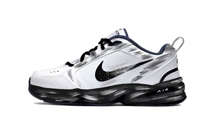 Nike Nike Air Monarch 4 Slip Resistant Height Increasing Low top Chunky Sneakers Unisex Black White
