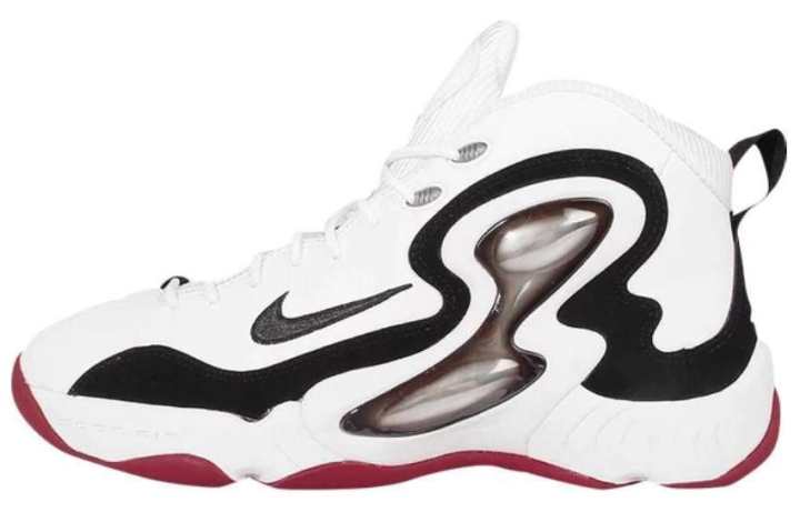 Nike Nike Zoom Hawk Flight Cushioning Abrasion Resistant Mid top Basketball Shoes Unisex White Black Red