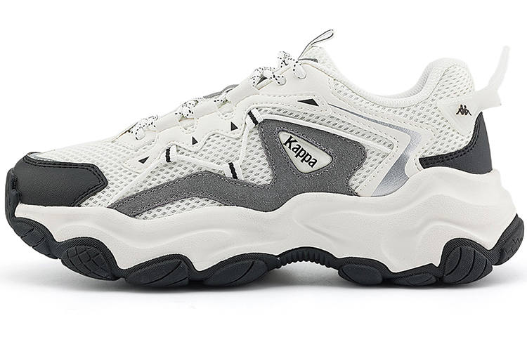Kappa Textile, Synthetic Leather, Split Cow Leather Low top Chunky Sneakers Unisex White Black Frost Gray