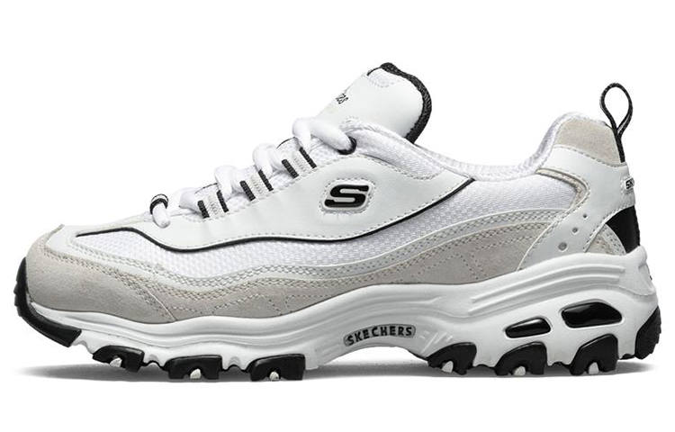 Skechers D'Lites 1.0 Black White Gold Cushioning Abrasion Resistant Breathable Low top Chunky Sneakers Women's