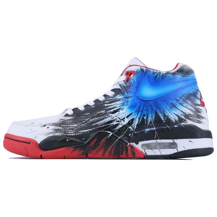 Nike Nike Flight Legacy Blue Tone World Mid top Vintage Basketball Shoes Unisex White Blue Black