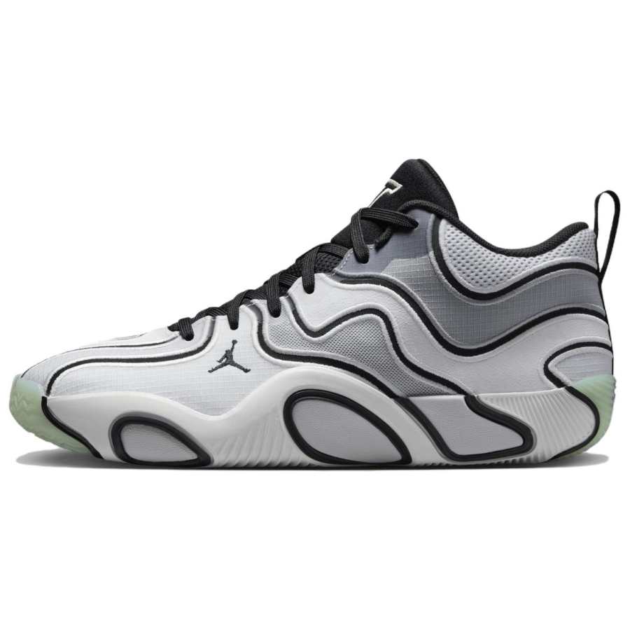 Jordan Jordan Tatum 3 Slip Resistant Abrasion Resistant Mid top Basketball Shoes Unisex White Gray
