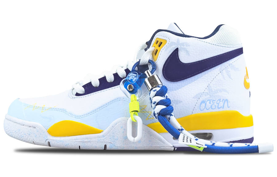 Nike Nike Flight Legacy Leisurely Island Mid top Vintage Basketball Shoes Men's Refreshing Blue Purple