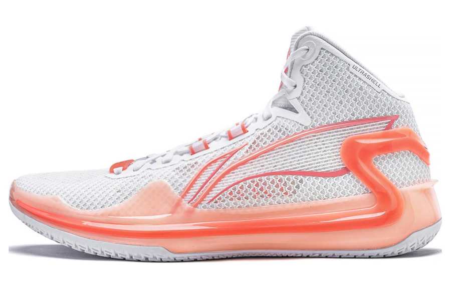 Li-Ning Li Ning Original Textile, TPU Slip Resistant Abrasion Resistant Mid top Basketball Shoes Men's Standard White