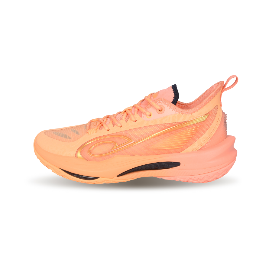 QIAODAN Slip Resistant Abrasion Resistant Low top Basketball Shoes Men's Lively Coral Powder