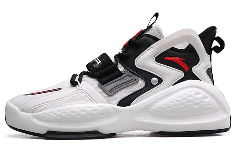Anta Bastard 2.0 Textile, Synthetic Leather Breathable Mid top Skateboard Shoes Men's Black White Red