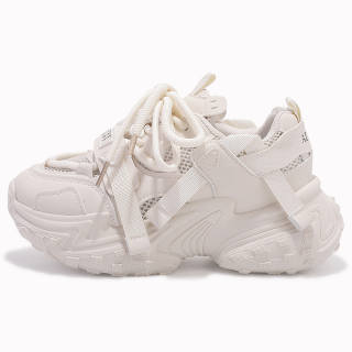JIONGSEN Slip Resistant Abrasion Resistant Slip Resistant Abrasion Resistant Low top Chunky Sneakers Women's Beige