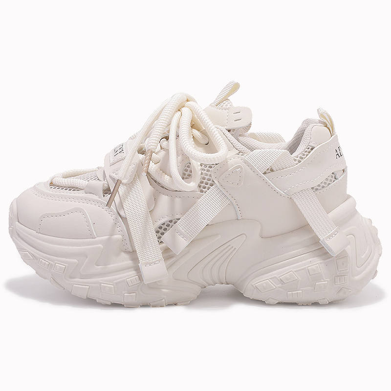 JIONGSEN Slip Resistant Abrasion Resistant Slip Resistant Abrasion Resistant Low top Chunky Sneakers Women's Beige