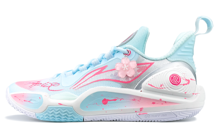 Li-Ning Li Ning Speed 9 Cushioning Slip Resistant Abrasion Resistant Low top Basketball Shoes Men's Blue Pink