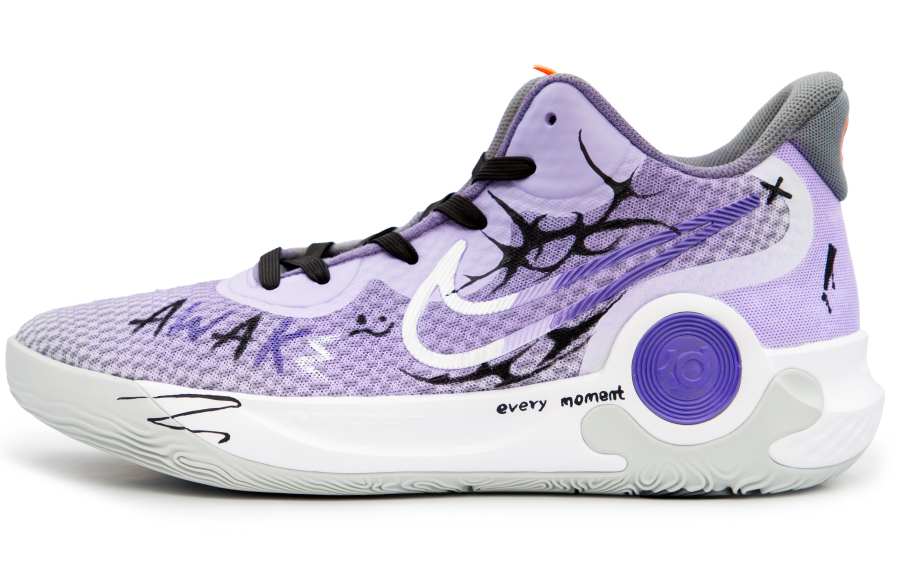 Nike Nike KD Trey 5 IX Awake Storm Slip Resistant Abrasion Resistant Mid top Basketball Shoes Unisex Gray Purple