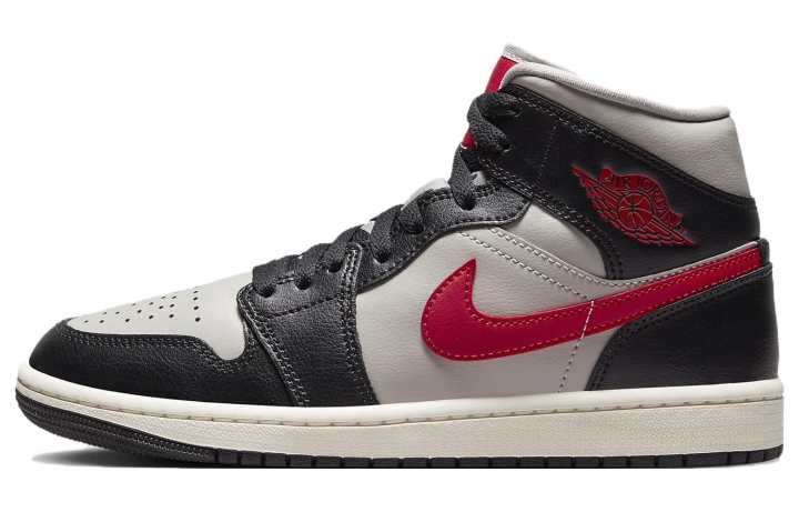 Jordan Jordan 1 Mid Black College Grey Gym Red Women's