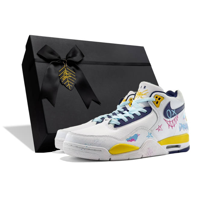 Nike Nike Flight Legacy Slip Resistant Coverage Mid top Vintage Basketball Shoes Men's White Purple Blue