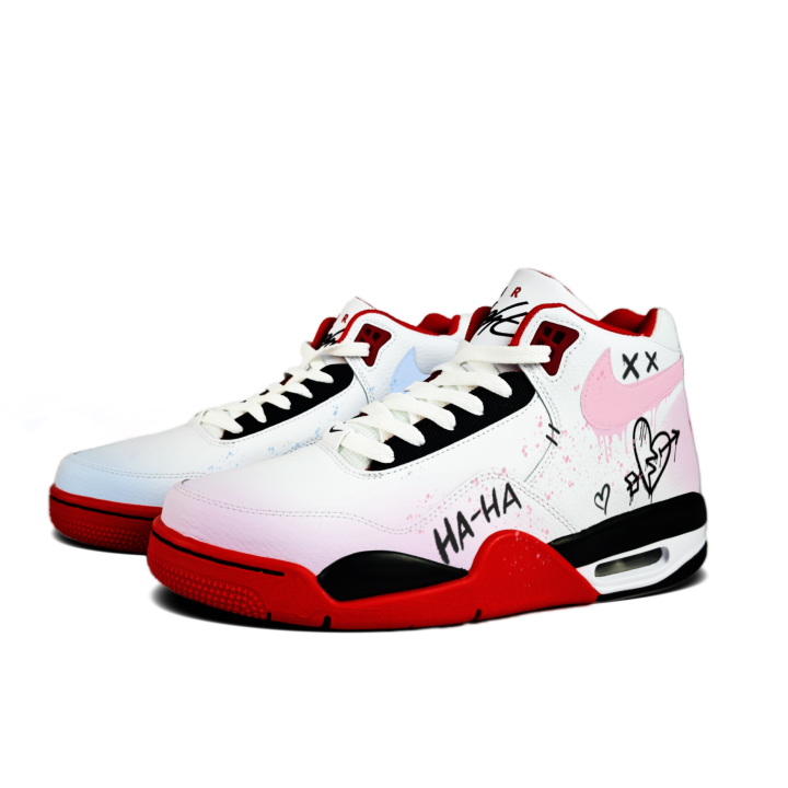 Nike Nike Flight Legacy Declaration Mismatched Abrasion Resistant Mid top Vintage Basketball Shoes Unisex Red White