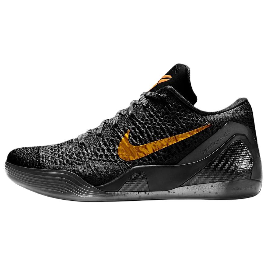 Nike Nike Kobe 9 Slip Resistant Abrasion Resistant Low top Basketball Shoes Unisex Black Gold