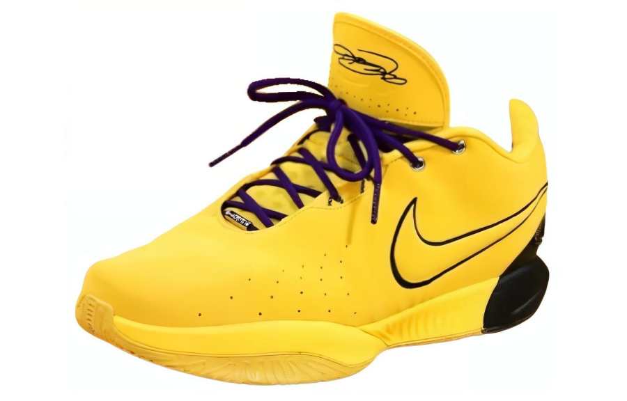 Nike Nike Lebron 21 PE Cushioning Slip Resistant Abrasion Resistant Low top Basketball Shoes Men's Yellow Blue Black
