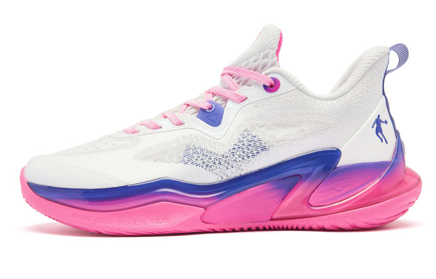 QIAODAN Wind Blade 4 Cushioning Support Abrasion Resistant Slip Resistant Low top Basketball Shoes Men's Pink Purple