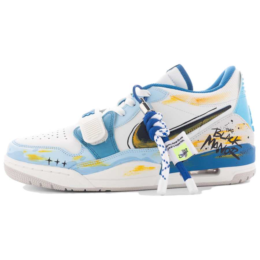 Jordan Jordan Legacy 312 Slip Resistant Abrasion Resistant Low top Basketball Shoes Men's White Blue