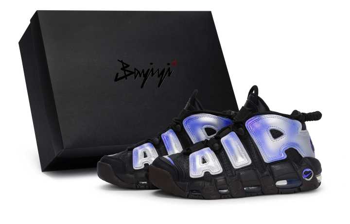 Nike Nike Air More Uptempo 811 Manufacturing, Dark Night Neon Blue, Special Shoe Box Slip Resistant Slip Resistant Mid top