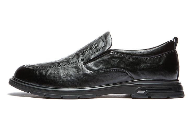 Jeep Casual Leather Shoes Men's Low Top Black