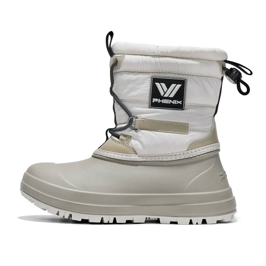 Phenix WARM BOOTS Outdoor Platform Waterproof Fleece Lined Thermal Insulated Shoes Snow Boots Women's Gray White