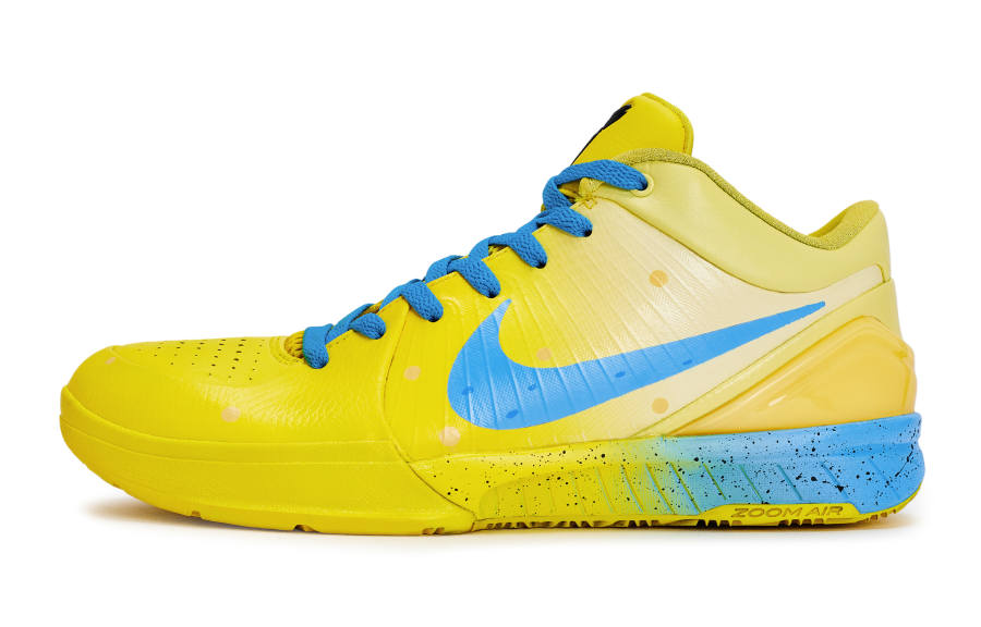 Nike Nike Zoom Kobe 4 REGO Hot Dog, Beach Sponge Abrasion Resistant Low top Basketball Shoes Unisex Yellow Blue