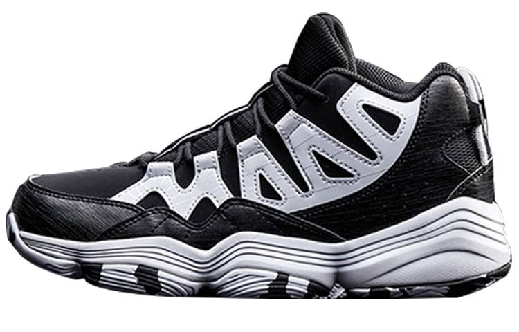 Anta Game Ready Cushioning Slip Resistant Abrasion Resistant Coverage Mid top Basketball Shoes Men's Black White