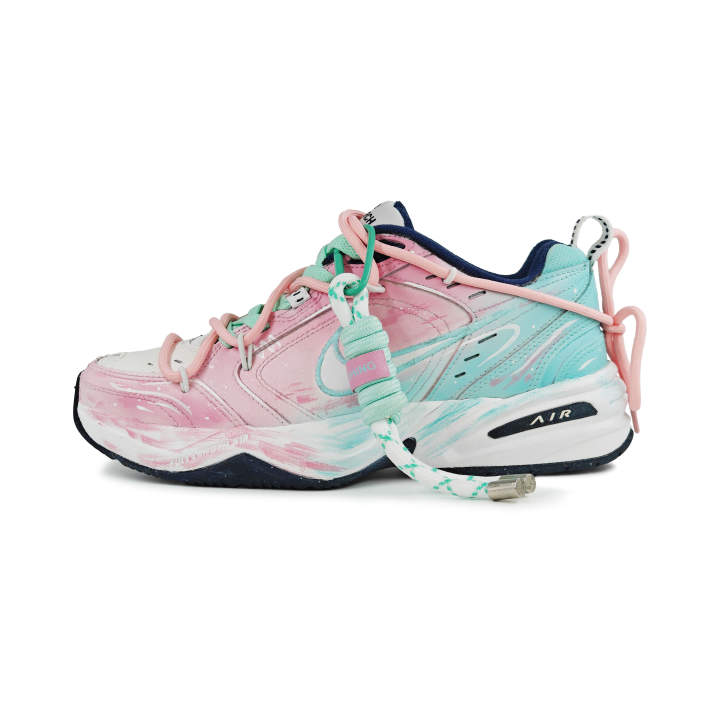 Nike Nike Air Monarch 4 Textile, Leather Abrasion Resistant Abrasion Resistant Low top Chunky Sneakers Unisex Pink Blue