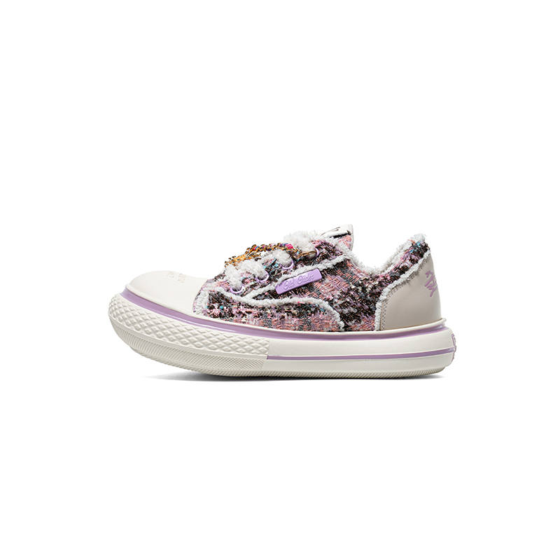 OLD ORDER x ZHAOTAIYANGLIANMING Abrasion Resistant Height Increasing Low top Canvas Shoes Women's White Purple