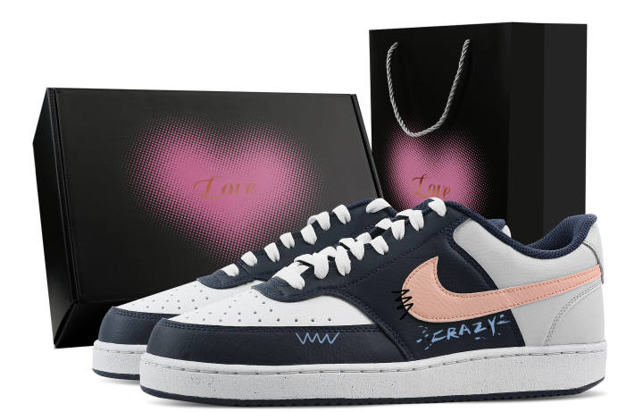 Nike Nike Court Vision Low Radiant Gray Realm, Heart Box Synthetic Leather Low top Training Shoes Men's Blue Gray
