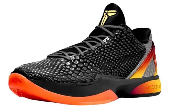 Nike Nike Zoom Kobe 6 Comfortable Round Toe Cushioning Slip Resistant Low top Basketball Shoes Men's Black