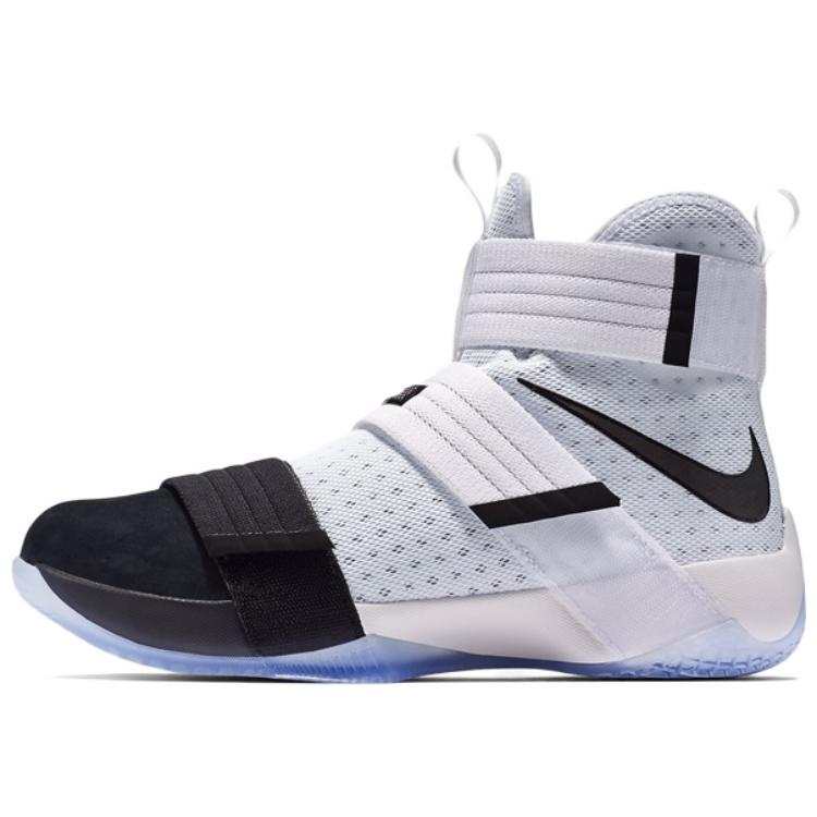 Nike Nike Zoom Soldier 10 LBJ Round Tip Slip Resistant Lightweight High top Performance Basketball Shoes Unisex Black White