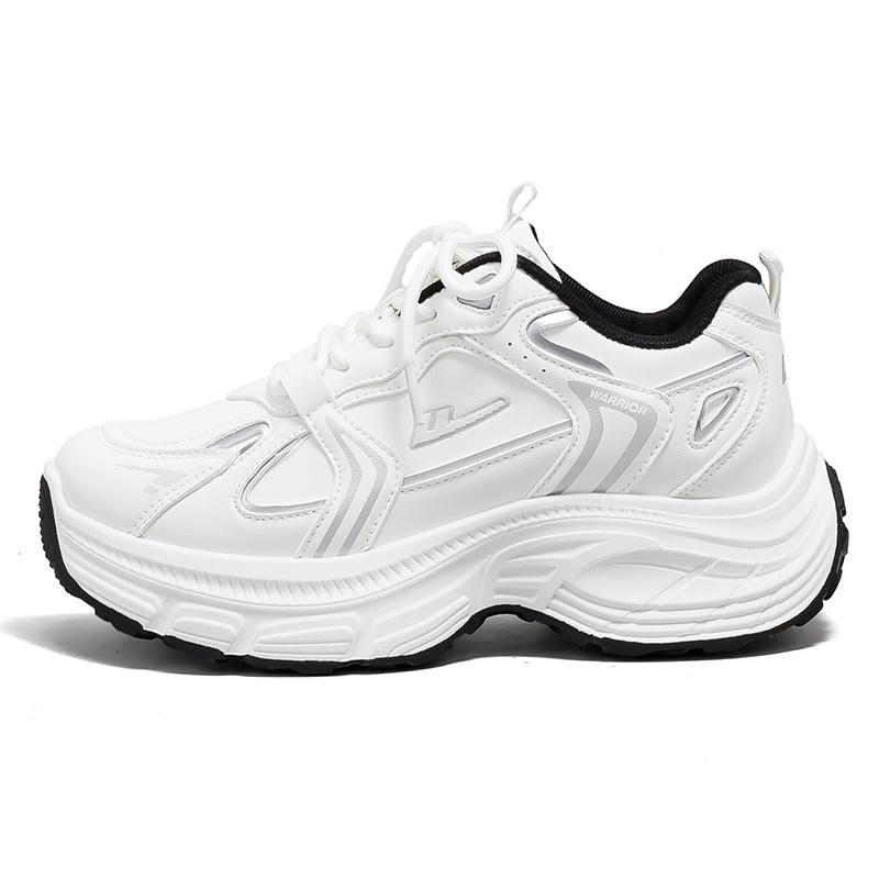 Warrior Synthetic Leather Low top Chunky Sneakers Women's White/Silver