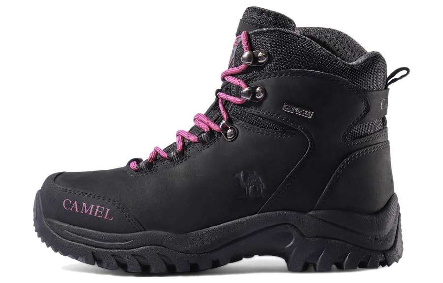 CAMEL Slip Resistant And Breathable Balance High top Outdoor Shoes Women's Black Plum Red