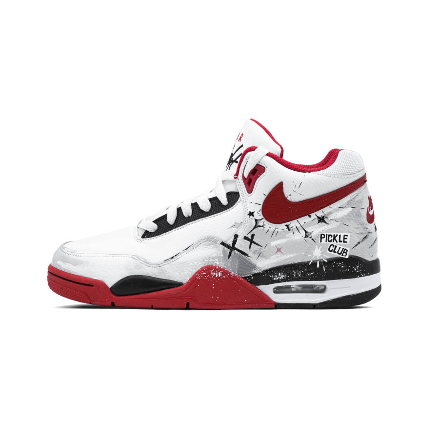 Nike Nike Flight Legacy Sun, Moon, And Stars Leather Mid top Vintage Basketball Shoes Men's Gray Red