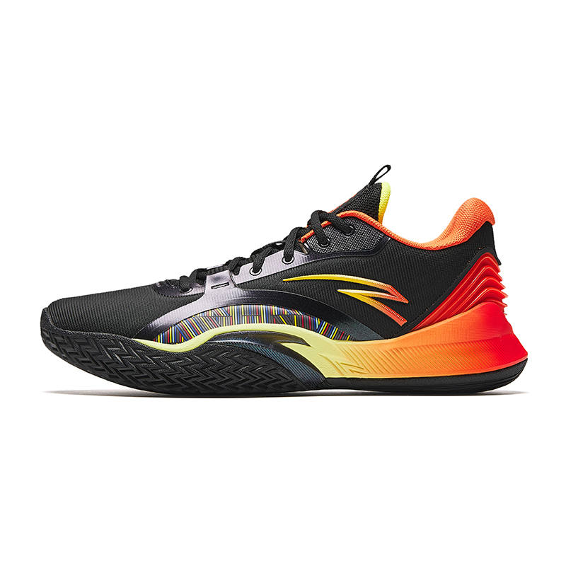 Anta Slip Resistant Abrasion Resistant Low top Basketball Shoes Men's Black Orange