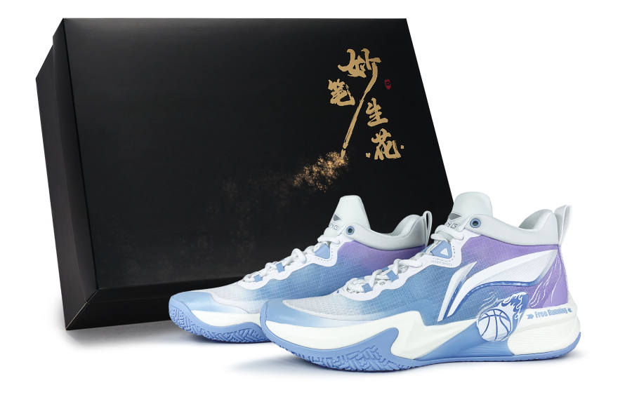 Li-Ning Li Ning Cushioning Abrasion Resistant Coverage Low top Basketball Shoes Men's White Blue Purple