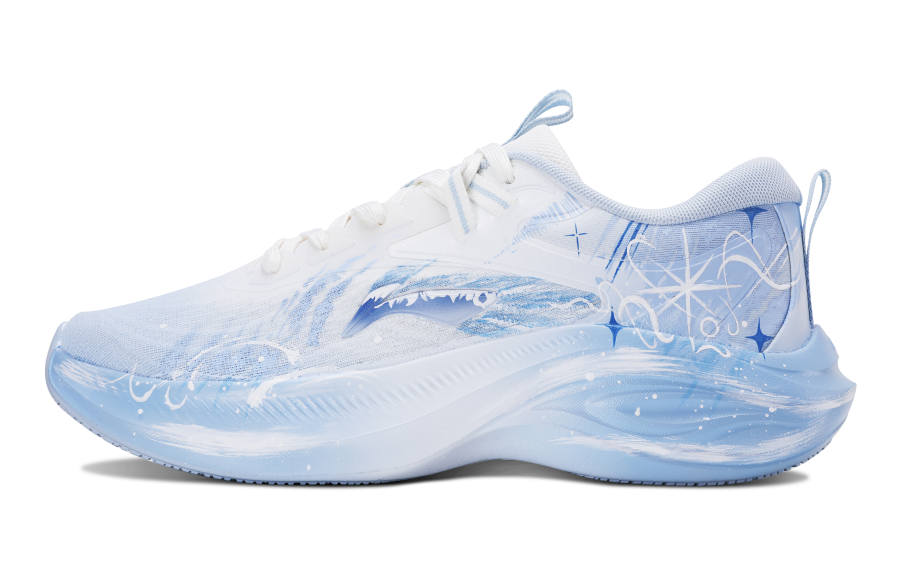 Li-Ning Li Ning Ride Waves Cushioning Abrasion Resistant Low top Casual Running Shoes Women's Blue White