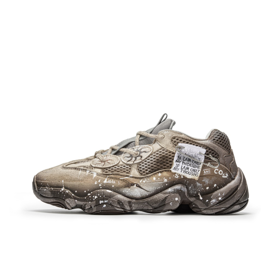 Adidas Adidas Yeezy 500 Freedom Panda Classic Talk Abrasion Resistant Slip Resistant Low Top Chunky Sneakers Unisex Gold Gray